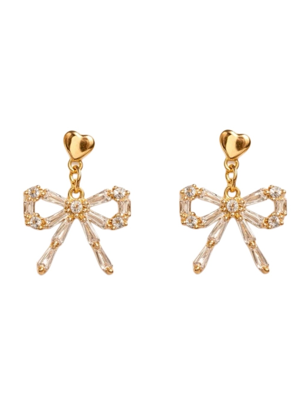 Betsey Johnson Crystal Baguette Bow Earrings